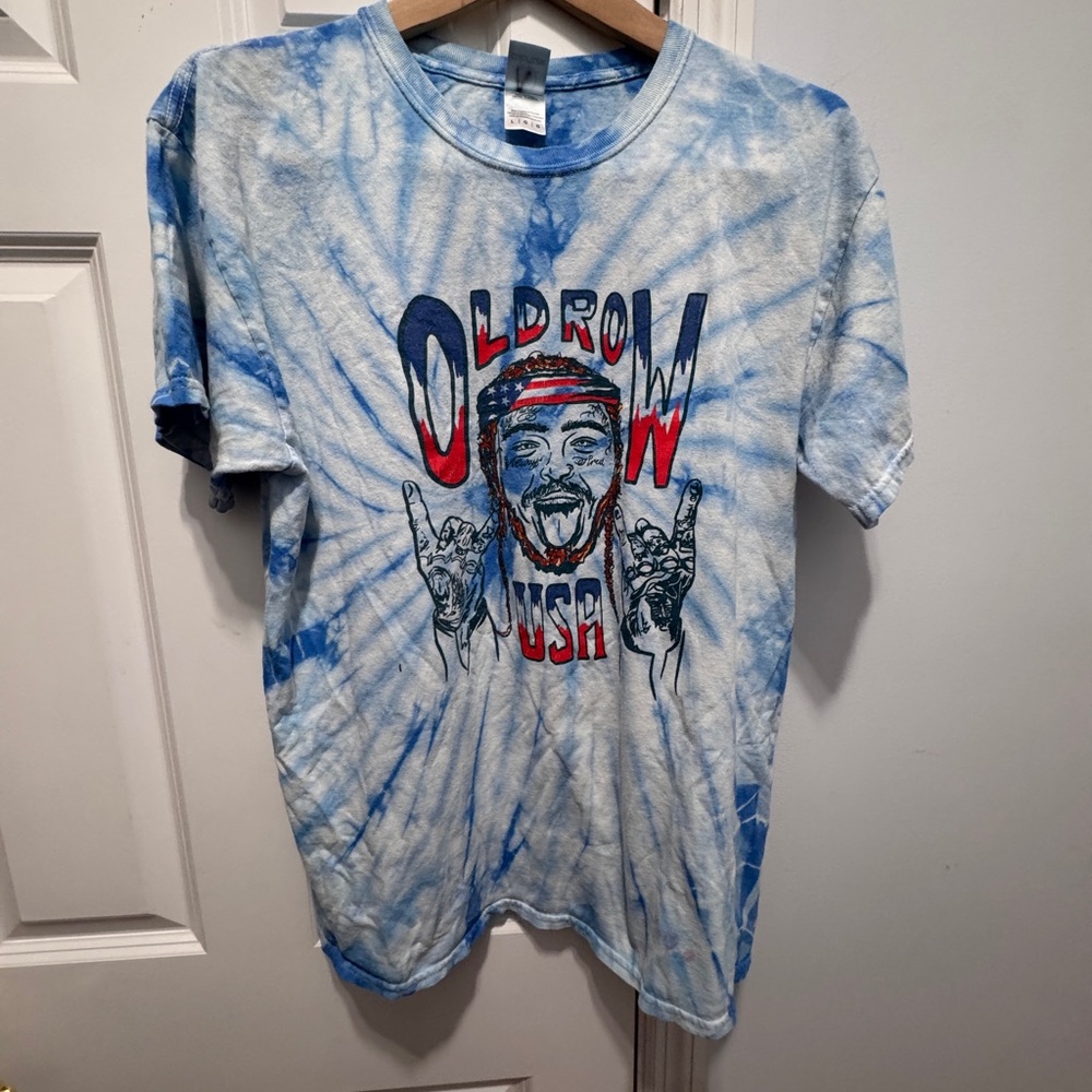 Old row post Malone Blue Tie-Dye Graphic T-Shirt size large